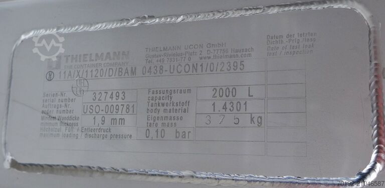 Container pentru vrac de 2000 de litri fabricat din V2A Thielmann (UCON) 8989