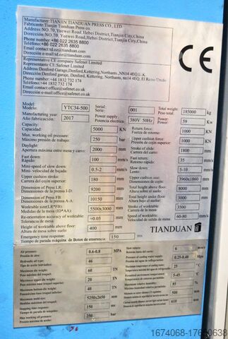 Prensa hidráulica TIANDUAN YTC34-500