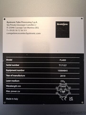 3D λέιζερ για σωλήνες (σωλήνες και προφίλ) Bystronic FL400