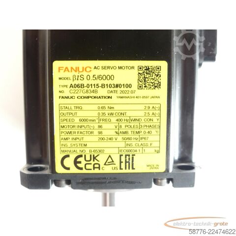 μονάδα ελέγχου Fanuc A06B-0115-B103#0100 Servomotor SN C227G834B