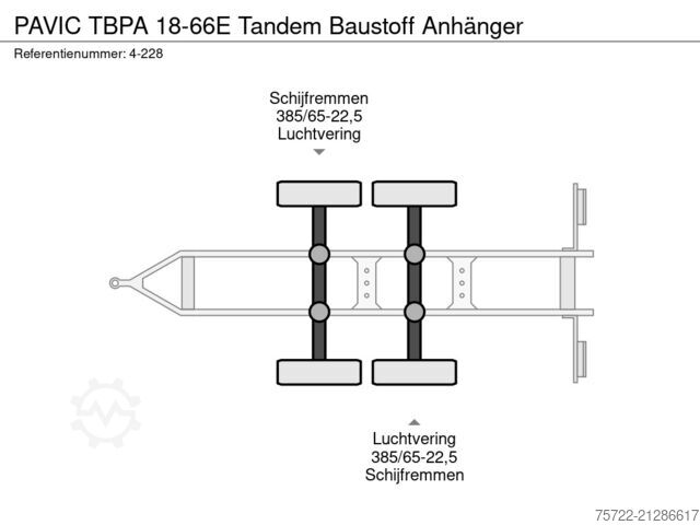 Laadplatform PAVIC TBPA 18-66E Tandem Baustoff Anhänger