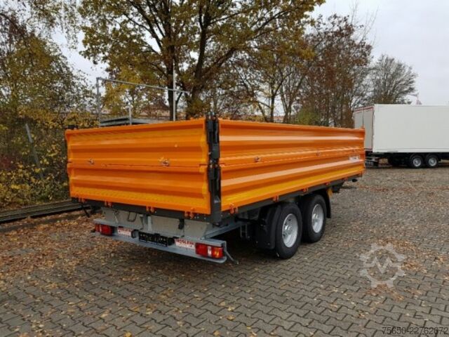 Remorcă basculantă Möslein TTD11- BA Orange  neuer Tandem 3- Seitenkipper Tiefladermit Bordwand- Aufsatz-- Neufahrzeug --