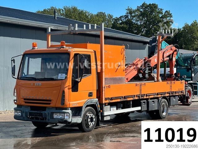 Flatbed truck IVECO EuroCargo ML Pritsche mit Atlas 65.2 Ladekran