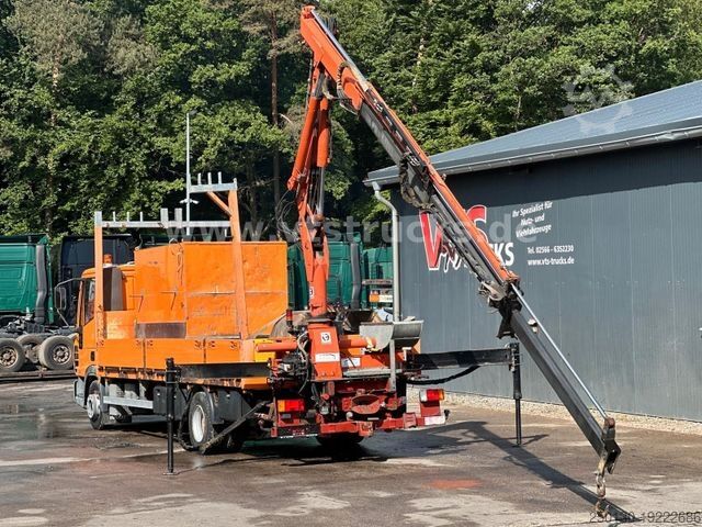 Flatbed truck IVECO EuroCargo ML Pritsche mit Atlas 65.2 Ladekran