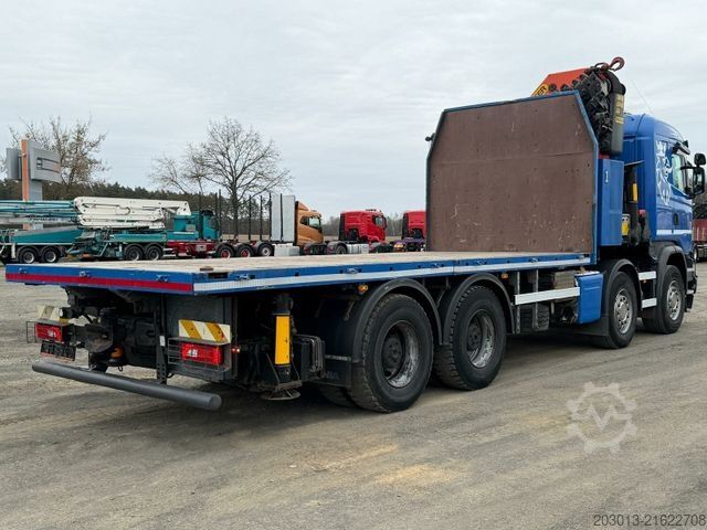 Flatbed truck SCANIA G450 8x4 Pritsche mit Kran Palfinger PK76002 EH
