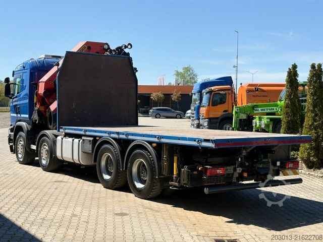 Flatbed truck SCANIA G450 8x4 Pritsche mit Kran Palfinger PK76002 EH
