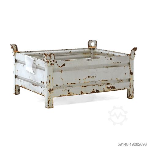 Gebruikte Stapelbak staal vaste constructie stapelbak 4 wanden L:1050,B:855,H:525mm wit. Kruizinga 98-6780GB