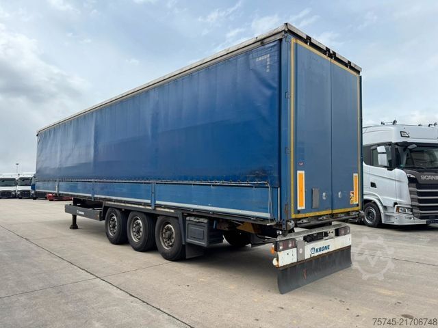 Open semitrailer with tarp KRONE SD *  * BORDWÄNDE * GUT BEREIFT * 2.70 M H