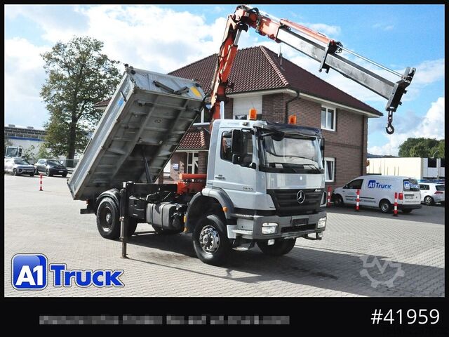 Gru montata su autocarro MERCEDES-BENZ Axor 1833, 4x4, Kran 3 Seiten Kipper, Funk