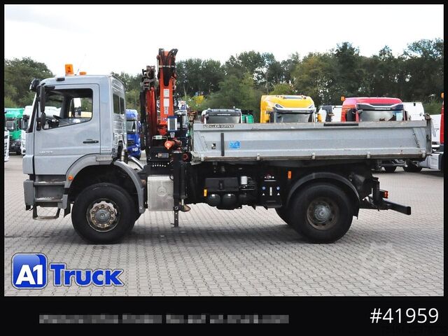 Gru montata su autocarro MERCEDES-BENZ Axor 1833, 4x4, Kran 3 Seiten Kipper, Funk