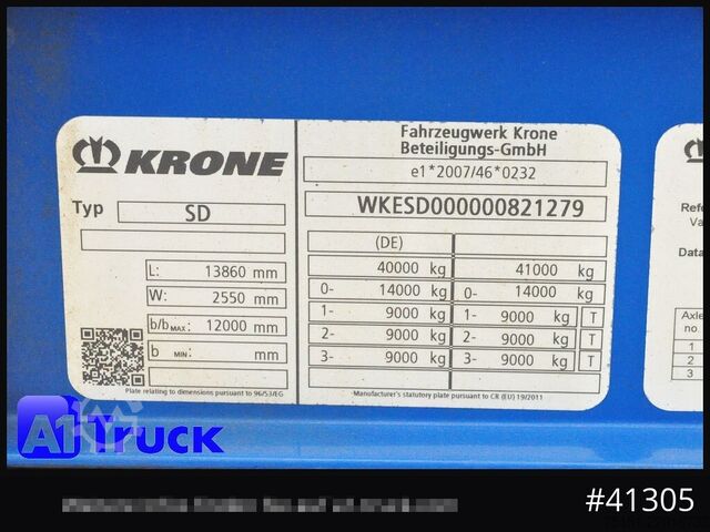 Naczepa otwarta z plandeką KRONE Tautliner, Edscha Code XL, VDI 2700