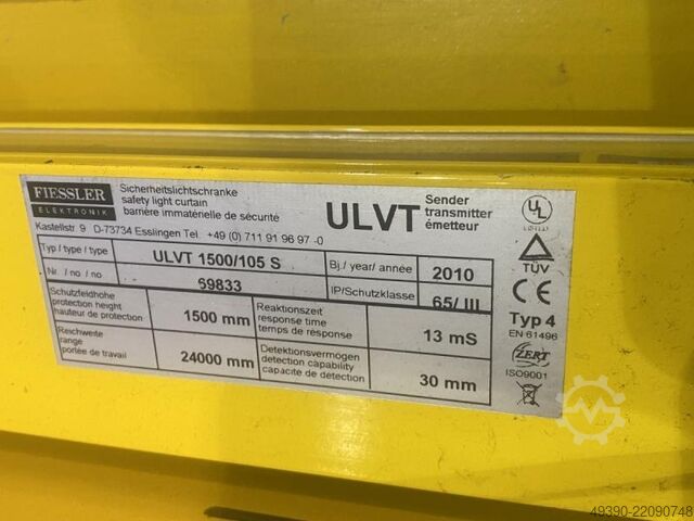Mehrstrahl-Sicherheits-Lichtschranke, 1 Sender + 1 Empfänger + 2 Reflektoren, Spiegelsäule, Gerätesä FIESSLER ULVT 1500/105 S + ULVT 1500 / 105 E