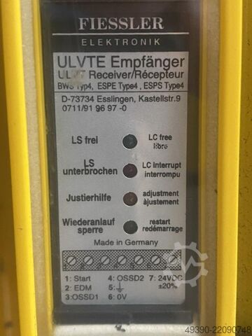 Mehrstrahl-Sicherheits-Lichtschranke, 1 Sender + 1 Empfänger + 2 Reflektoren, Spiegelsäule, Gerätesä FIESSLER ULVT 1500/105 S + ULVT 1500 / 105 E