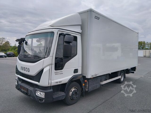 LKW mit Kofferaufbau Iveco EuroCargo ML 75 E 19/P LBW Türe im Koffe