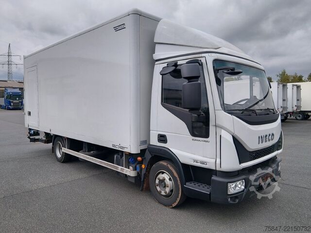 LKW mit Kofferaufbau Iveco EuroCargo ML 75 E 19/P LBW Türe im Koffe