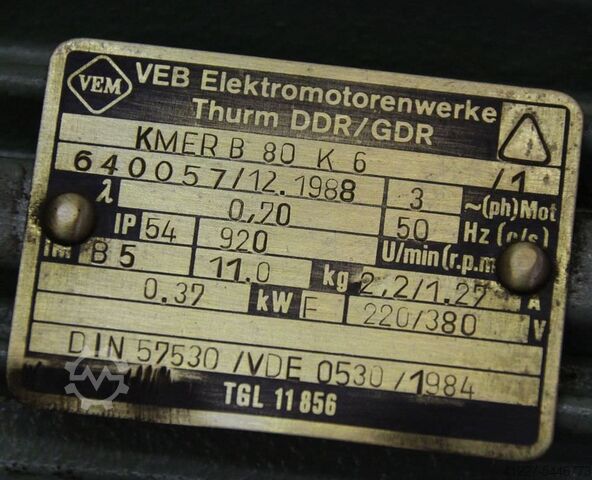 Moteur électrique 0,37 kW 920 Rpm VEM KMERB80K6