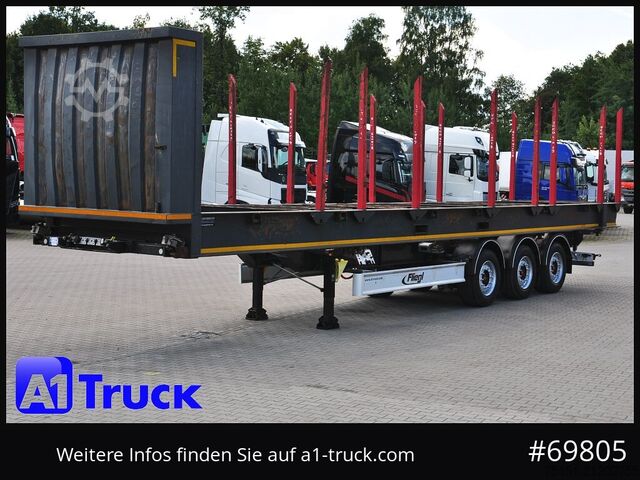 Tømmertrailer FLIEGL SDS01, Langholz, Containeraufbau, Liftachse,