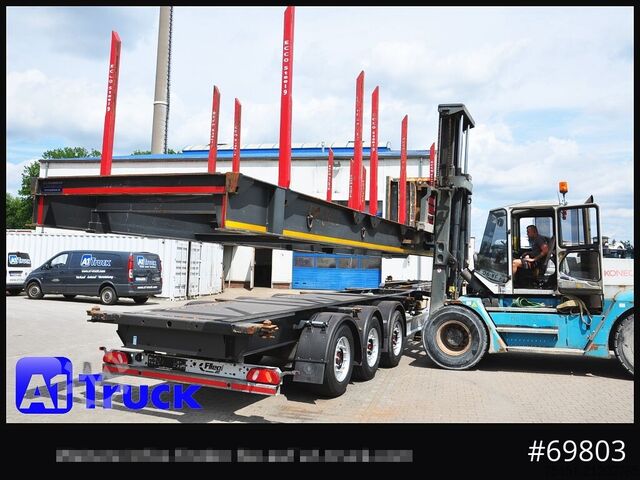 Tømmertrailer FLIEGL SDS01, Langholz, Containeraufbau, Liftachse,