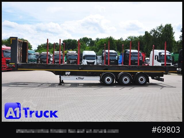 Tømmertrailer FLIEGL SDS01, Langholz, Containeraufbau, Liftachse,