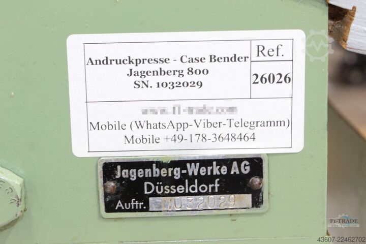 Trykpresse / Kassebukker Jagenberg 800