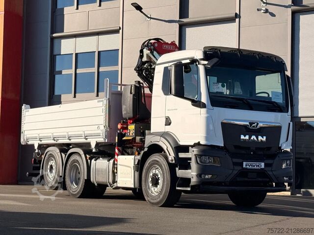 3-zijdige kipper MAN TGS 26.440 6x2H-4 KRAN FASSI F195A.2.24