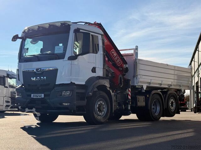 3-zijdige kipper MAN TGS 26.440 6x2H-4 KRAN FASSI F195A.2.24