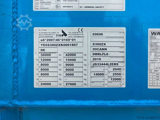Gesloten oplegger STAS S300ZX * SCHUBBODEN * 2X LIFT * 2X PALETTENK. *