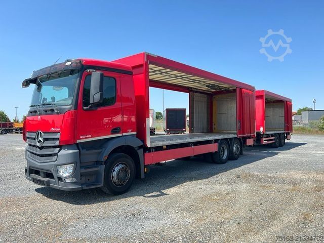 Ladbil med presenning MERCEDES-BENZ Antos 2540 L 6x2 Pritsche LBW Getränke 8,2m, 2to