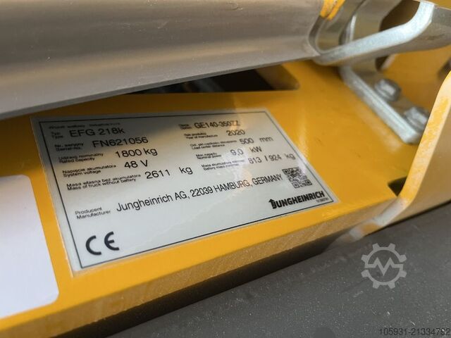 Elektrisk 3 -hjulet gaffeltruck Jungheinrich EFG218k