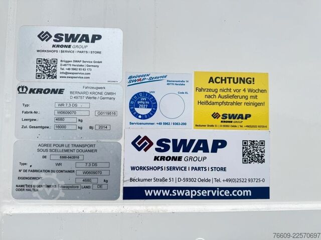 Swap body trailer KRONE Wechselbrücke Kühlaufbau