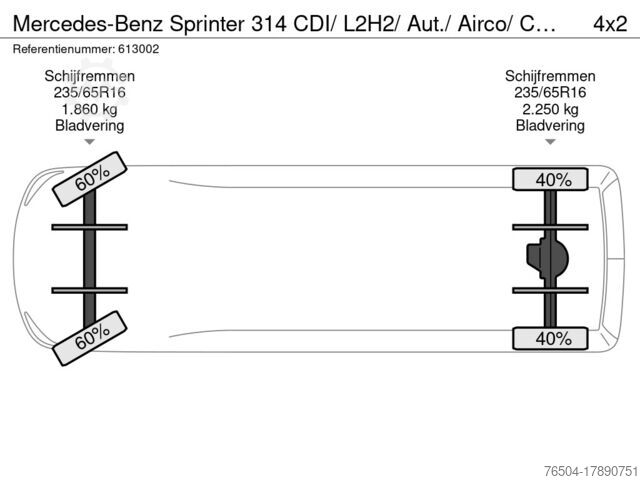 Φορτηγό κουτί Mercedes-Benz Sprinter 314 CDI/ L2H2/ Aut./ Airco/ Camera/ Navi