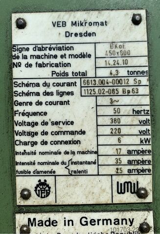 Máquina de perfuração por coordenadas WMW BKoE 450 x 800