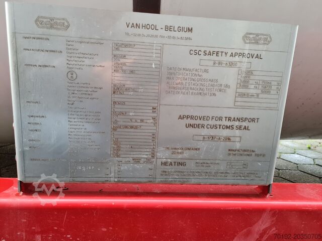 25.000 liter ISO-tankcontainer / verwarmbare/koelbare drukvat van V4A Van Hool 9496