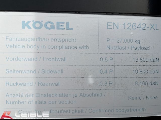 Semi-reboque aberto com lona KÖGEL SN 24*Standard Tautliner*Zertifikat Code XL*SAF*