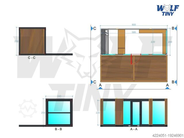 Container rezidențial Wolf Tiny Cafe Haus mit Veranda Bürocontainer