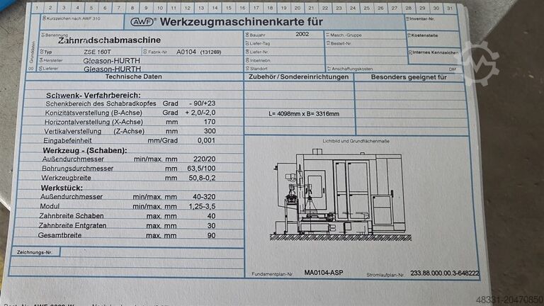 Barbermaskine med gear GLEASON-HURTH ZSE 160 T