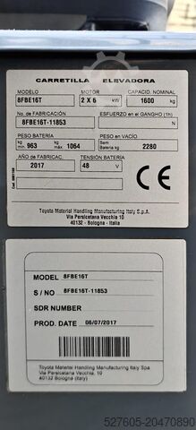 Περονοφόρο όχημα Toyota 8FBE16T