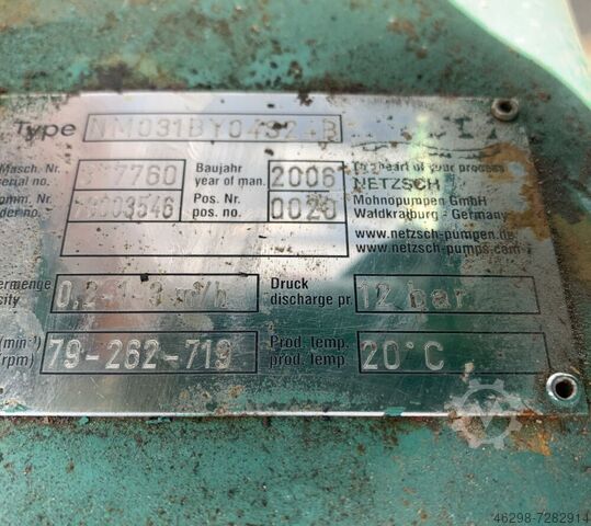 Bomba de cavidad progresiva Nemo usada Netzsch NM031BY04S24B
