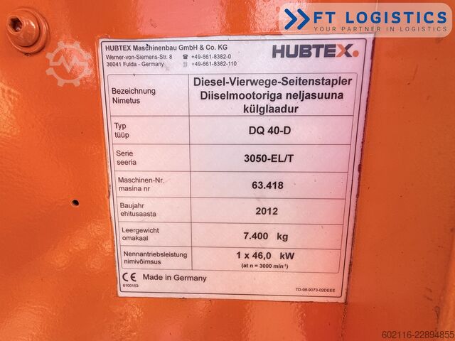 Stivuitor cu patru direcții Hubtex DQ40D DIESEL TRIPLEX 6500 FREE-LIFT TOP1
