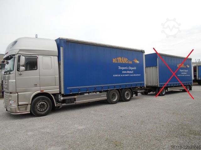 Camion cu platformă și prelată DAF XF 105.460 6x2 CENTINA + SPONDA