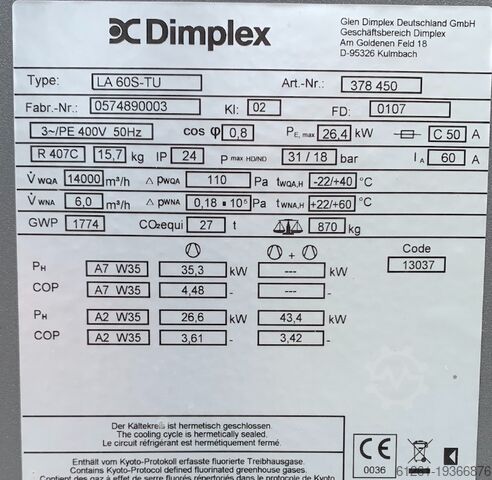 Pompa di calore Dimplex LA 60S-TU