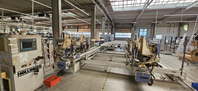 8-głowicowa linia spawalnicza do drzwi wejściowych z PVC Rotox und Hollinger Eckenputzautomat EPA + WTS