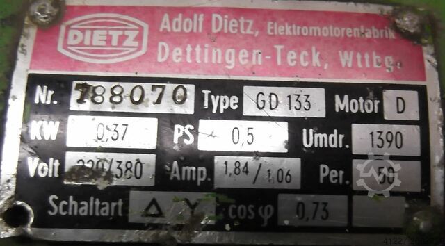 Gearmotor 0,37 kW 66 o / min Dietz GD133