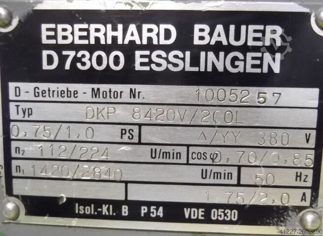 Geared motor 0.55/0.75 kW 112/224 rpm Bauer DKP8420V/200L