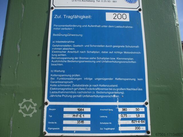 Emelő- és billenőszerkezet, forgatható szerkezet MUCKI 200 kg (2962)