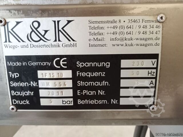 Ζυγιστική και δοσομετρική μηχανή με ταινιόδρομο από ανοξείδωτο χάλυβα K en K