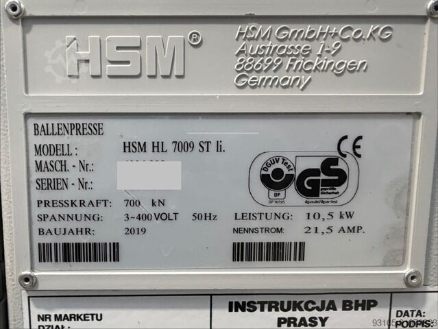 HSM HL 7009 vízszintes bálázó HSM HL 7009
