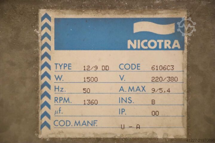 Elszívó ventilátor 1,5 kW 1360 ford/perc Nicotra Aertenica 12/9 DD  Lüfterrad Ø 225 x 240 mm
