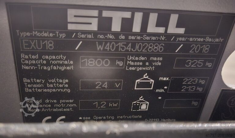 Elektrische palletwagen Still EXU 18 Still EXU 18