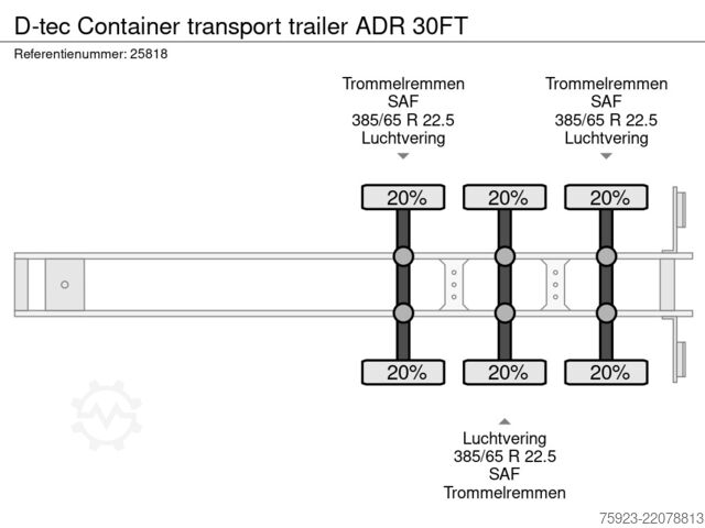 Transport af containere D-tec Container transport trailer ADR 30FT